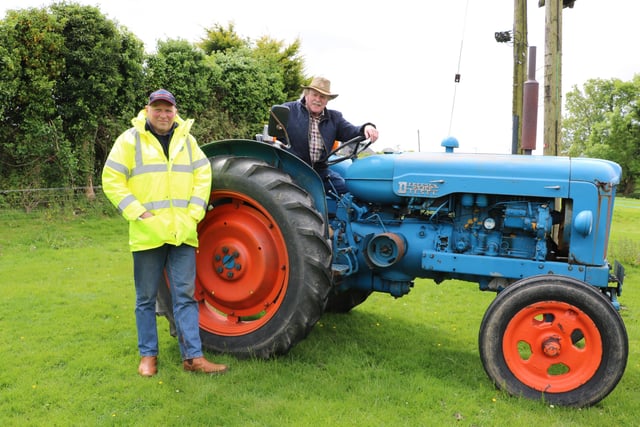 Enthusiasts Griff Morrow on his Fordson Major and Davy Thompson before taking part in Saturday's Dromara tractor run for charity.