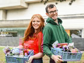 hloe Diamond, Cinemagic and Bruce Gardiner-Crehan, South Belfast Foodbank Manager at the launch of the ‘Cinemagic Young Audiences Supporting Foodbanks, at The Ulster Museum