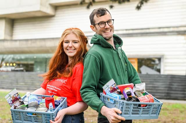 hloe Diamond, Cinemagic and Bruce Gardiner-Crehan, South Belfast Foodbank Manager at the launch of the ‘Cinemagic Young Audiences Supporting Foodbanks, at The Ulster Museum