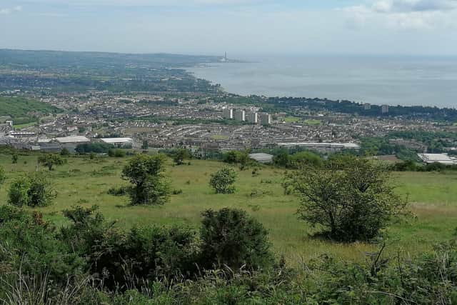 The site offers panoramic views across Northern Ireland.