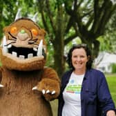 Kathy Black from The Big Lunch pictured with literary icon The Gruffalo, who will be visiting Mossley Mill on Sunday, June 19