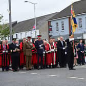 Pacemaker Press 18/06/22
Armed Forces day takes place in Banbridge on Saturday.
A Drumhead Service  was held at Banbridge War Memorial to  mark  the event.  Lord-Lieutenant for County Down gathered  with Armed Forces representatives, politicians, local clergy and a council delegation to honour Northern Irelandâ€TMs Armed Forces community.
Pic Colm Lenaghan/Pacemaker