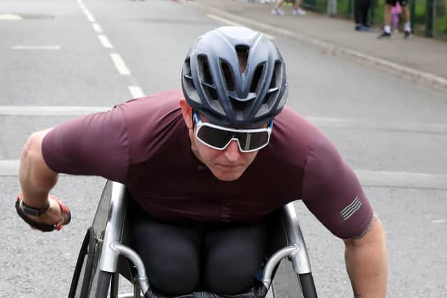 Mark Miller, Half Marathon Wheelchair Winner. Photograph by Declan Roughan / Press Eye