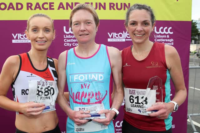 Women’s Half Marathon Winners - 1st Karen Alexander, 2nd Leeann Gibson, 3rd Fiona McFall. Photograph by Declan Roughan / Press Eye