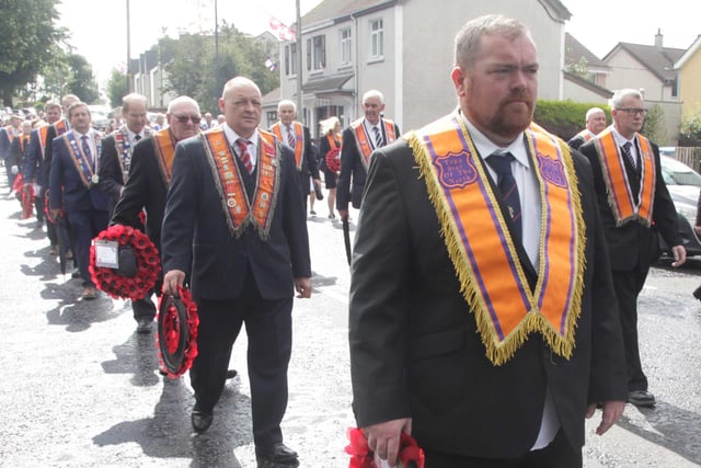 Pictured during the Derrykeighan Guiding Star LOL 995 service of remembrance at Dervock War Memorial on Sunday where they paid tribute to those who paid the supreme sacrifice at the Battle of the Somme