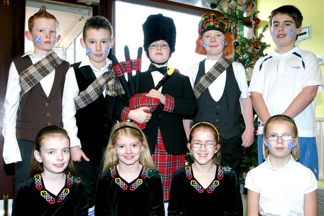 Dressed in tartan and kilts are these pupils from St.Brigids PS, Ballymoney pictured at their rehearsals of their Christmas Play.BM51-060JC