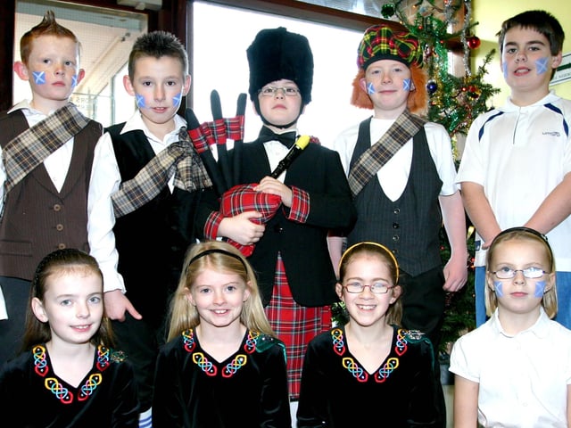 Dressed in tartan and kilts are these pupils from St.Brigids PS, Ballymoney pictured at their rehearsals of their Christmas Play.BM51-060JC