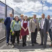 DAERA Minister Edwin Poots and the  Mayor of Mid and East Antrim, Alderman Noel Williams, with tthe wider delivery team for Sullatober HRC at its official opening in Carrickfergus.