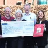 Nikki Picken (centre), Sales and Marketing Manager, The Bushmills Inn, is pictured with members of the Northern Ireland Children to Lapland and Days to Remember Trust North Coast fundraising committee (l-r) Willie Gregg, Raymond Pollock, Mark Rollins and Charlene Dickey.