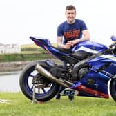 Adam McLean with the Yamaha R6 Supersport machine he will ride for the rest of this season. Picture: Stephen Davison.