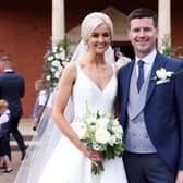 Jonathan Buckley MLA and his wife Jill, following their wedding in Lisburn Free Presbyterian Church on Friday, July 1.

 Picture: Press Eye.