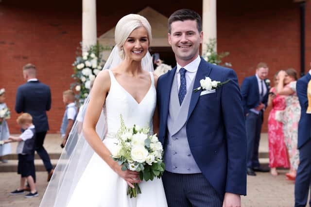 Jonathan Buckley MLA and his wife Jill, following their wedding in Lisburn Free Presbyterian Church on Friday, July 1.
Picture: Press Eye.
