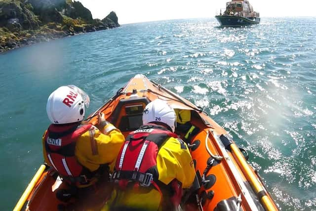 Larne RNLI assisted five rowers who had run aground on Muck Island. (Pic RNLI).