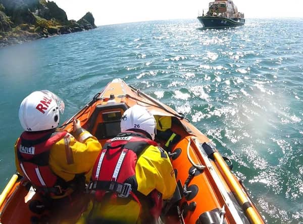 Larne RNLI assisted five rowers who had run aground on Muck Island. (Pic RNLI).