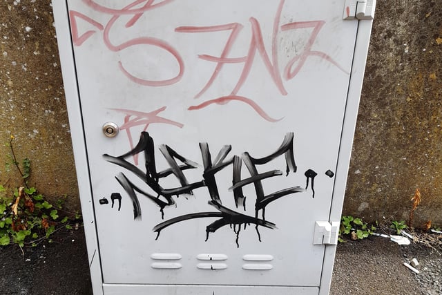 Service boxes have been plastered with graffiti in Portadown, Co Armagh.