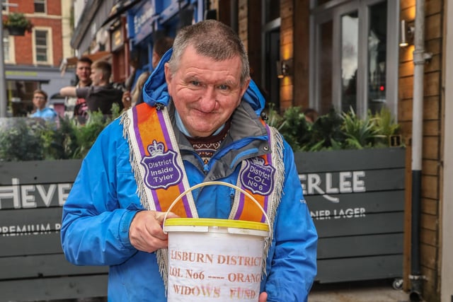 Irvine McCabe on Orange Widows Fund Collection Duty. Pic by Norman Briggs, rnbphotographyni