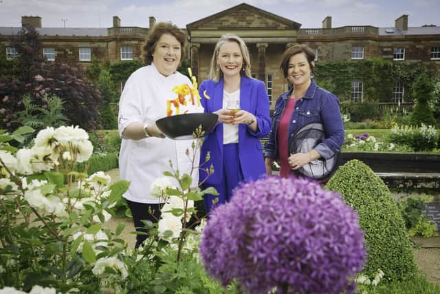 Head of Hillsborough Castle, Laura McCorry is pictured with Chef Paula McIntyre who will headline the chef demo stage at the Hillsborough Honey Fair, with UTV’s Rita Fitzgerald who will host a series of local chefs, returning to create a dish inspired by honey, as the popular event returns for its second year on 6 and 7 August 2022
