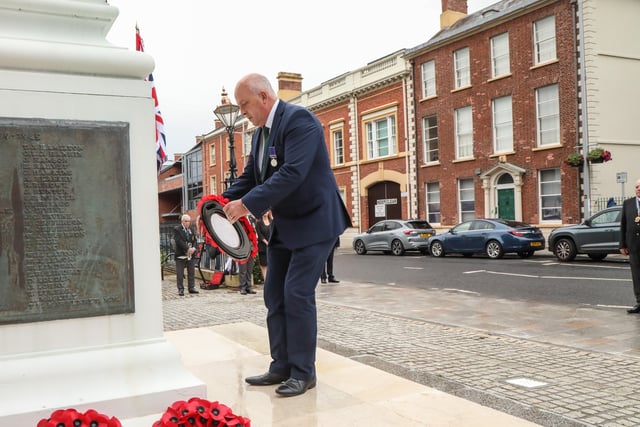 Alderman James Tinsley laid a Wreath on Behalf of the Council at the Somme Remembrance Service. Pic by Norman Briggs, rnbphotographyni
