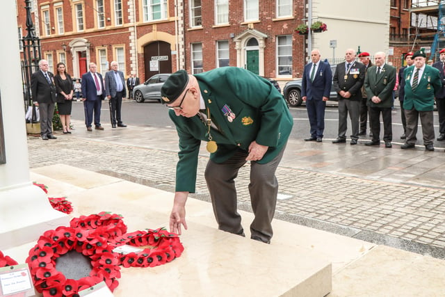 Laying a wreath on behalf of the UDR CGC Association. Pic by Norman Briggs, rnbphotographyni