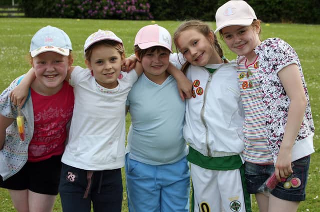 .Georgia, Molly, Jessica, Natasha and Faye having fun at Killowen Primary School Sports Day back in June 2010