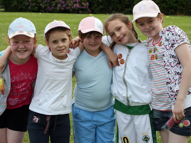 .Georgia, Molly, Jessica, Natasha and Faye having fun at Killowen Primary School Sports Day back in June 2010
