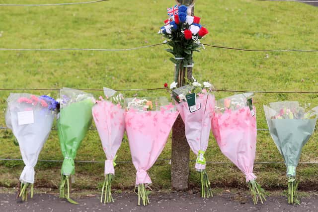 Floral tributes at the scene. 

Picture: Jonathan Porter/PressEye