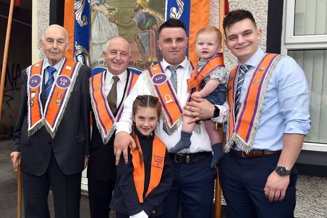Members of LOL 18 including four generations of the Wells Family. Included from left are, Leslie Wells, Nigel Wells, Lily Mullan (8), Lee Mullan, Luke Mullan (1) and Ryan Wells. PT28-209.