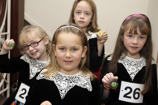 Four young Irish Dancers from the Claire McDowell School of Dancing, who won medals at their school's Festival on Saturday at the Town Hall in October 2008