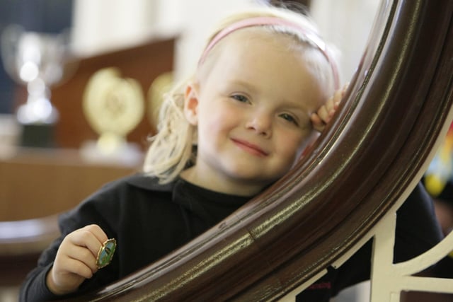 Pictured is little Kadie Kirkpatrick, who was 'Very Highly Commended' in the U-3 class at the Claire McDowell School of Irish Dancing in October 2008