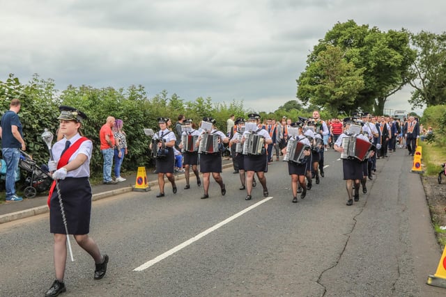 The Pride of Glenavy Accordian Band on the way to the field. Pic by Norman Briggs, rnbphotographyni