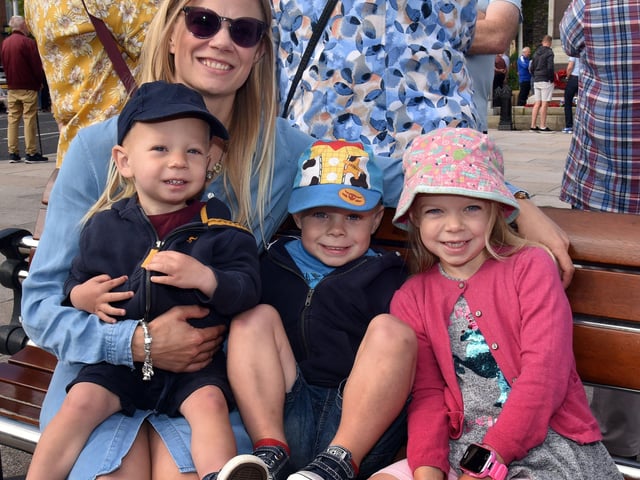Pictured at the Thirteenth parade in the Town Centre are, Sarah Williamson and children from left, Elijah (1), Jacob (3) and Ella (6). PT29-212.