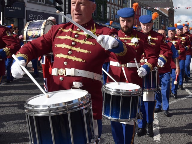 Portadown True Blues Flute Band drummers. PT29-228.