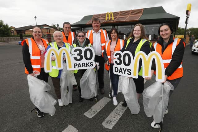 The team at McDonald’s Coleraine restaurant, who took part in a local litter collection in Coleraine as part of the McDonald’s ‘30 Parks in 30 Days’ campaign.