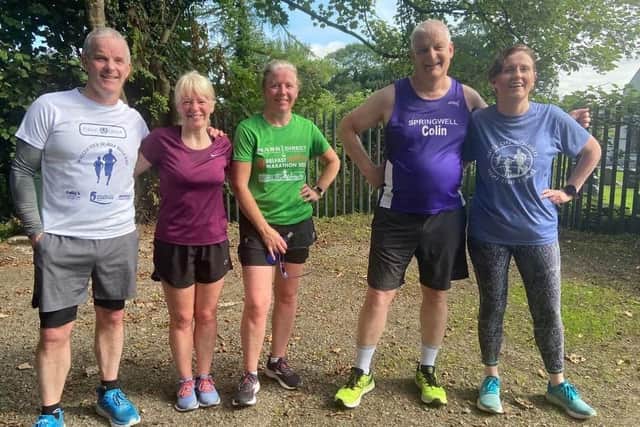 Garvagh Parkrun Michael McKeown, Mariette Mulvenna, Majella McAteer, Colin Connolly, Antoinette Conway