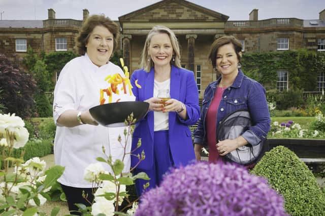 Head of Hillsborough Castle, Laura McCorry is pictured with Chef Paula McIntyre who will headline the chef demo stage at the Hillsborough Honey Fair, with UTV’s Rita Fitzgerald who will host a series of local chefs, returning to create a dish inspired by honey