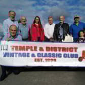 Grace Williams, Area Fundraising Manager, pictured with members of the Temple & District Vintage & Classic Club at the launch of this years annual classic and vintage rally