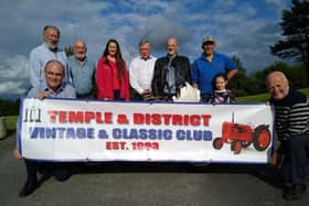 Grace Williams, Area Fundraising Manager, pictured with members of the Temple & District Vintage & Classic Club at the launch of this years annual classic and vintage rally