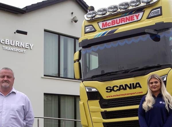Pictured is Lyle Watson, McBurney Transport and Rachel Kearns MEA Business Engagement Assistant.