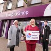 Heather Weir, CEO, Northern Ireland Hospice; Shauvaun McKeown, NI Hospice Community Palliative Care Nurse Specialist; and Jim Burke, Director of Sales and Acquisitions, Hagan Homes.
 Photo by Jonathan Porter / Press Eye