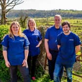 Gleno Vets Helen Montgomery, Rosalind Woodside, Nigel Brodison and Michael Simpson during filming for BBC’s Mountain Vets, supported by Tourism Ireland