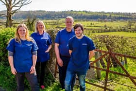 Gleno Vets Helen Montgomery, Rosalind Woodside, Nigel Brodison and Michael Simpson during filming for BBC’s Mountain Vets, supported by Tourism Ireland