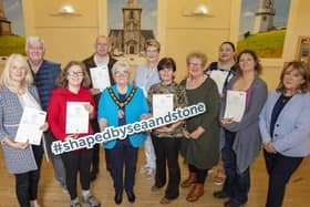Candidates who completed the accredited course in storytelling pictured with the Deputy Mayor of Mid and East Antrim, Beth Adger