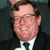 Ulster Unionist leader David Trimble pictured in 1998 at a press conference at the Stormont talks at Castle Buildings.