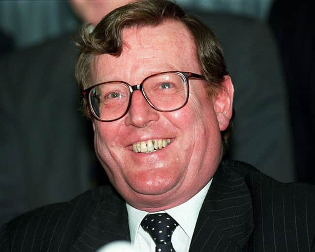 Ulster Unionist leader David Trimble pictured in 1998 at a press conference at the Stormont talks at Castle Buildings.