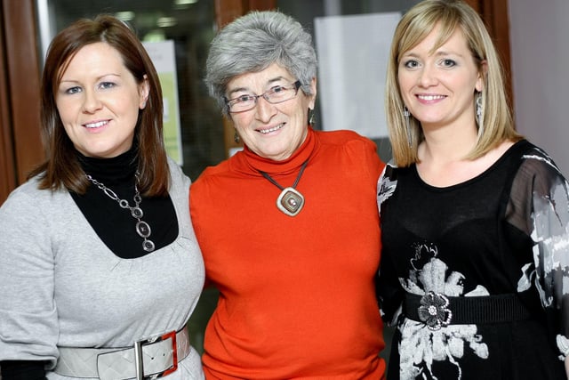 Bronagh McGarry, Patricia McGarry and Adjudicator Mrs Leisa Gillan pictured at the Lir School of Irish Dancing Championships held at Sheskburn back in 2009