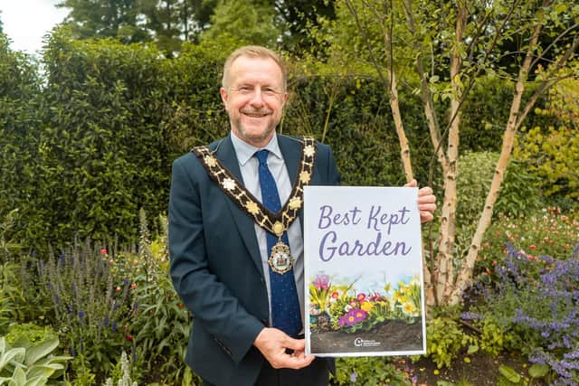 Mayor of Antrim and Newtownabbey, Ald Stephen Ross encourages residents to enter the Best Kept Garden Competition.