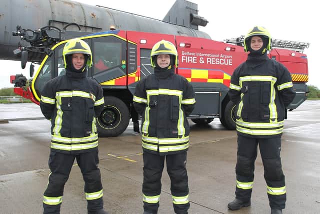 Ballymena man Matthew Morgan (centre) - pictured with Timothy Carson, and Joshua Willisis - is one of the new apprentices