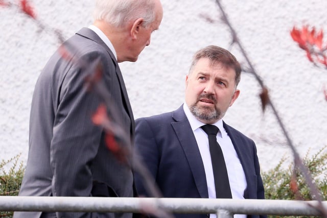 UUP's Robin Swann, the Northern Ireland Health Minister, arrives at the funeral. 

Picture by Jonathan Porter/PressEye
