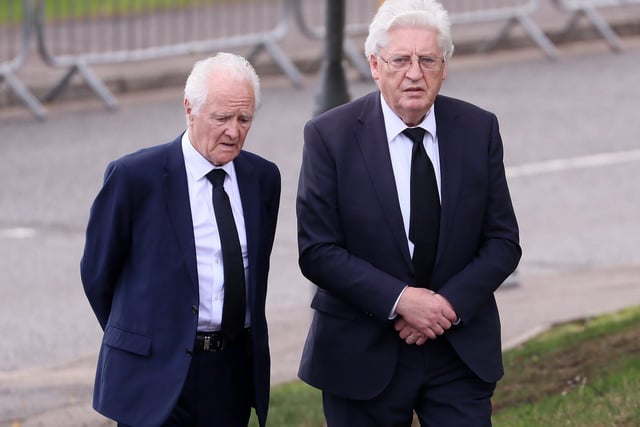 Former SDLP MP Alasdair McDonnel l(right) arrives at the church.
Picture by Jonathan Porter/PressEye