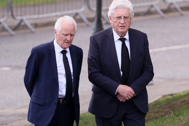 Former SDLP MP Alasdair McDonnel l(right) arrives at the church. 

Picture by Jonathan Porter/PressEye